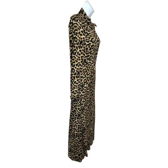 Zara Woman Animal Print Long Maxi Dress Sz XS Button Front Long-Sleeve Fashion - Picture 3 of 7